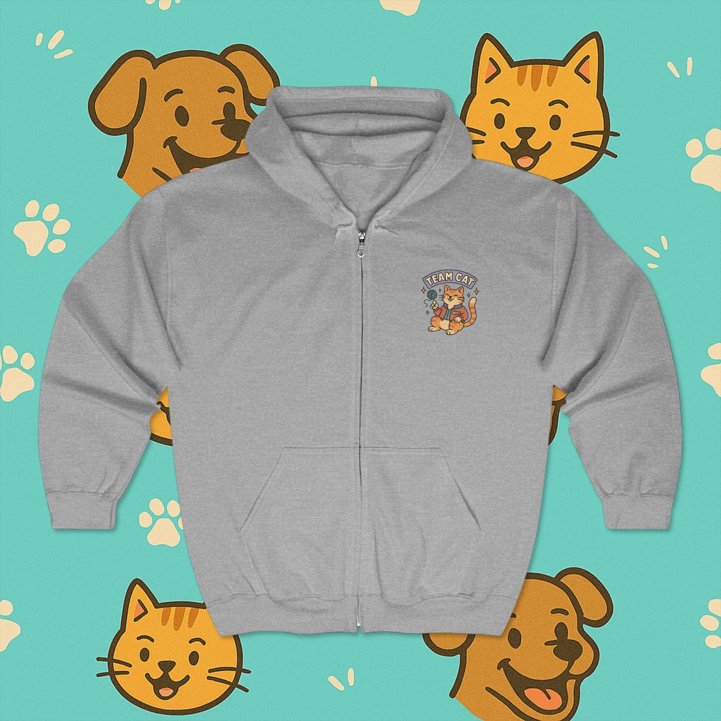 Team Cat- Full Zip Hoodie