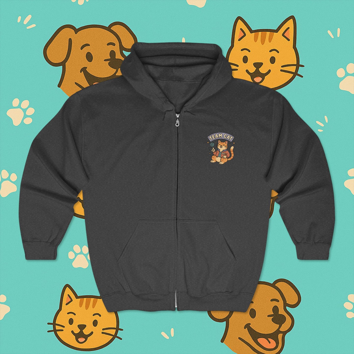 Team Cat- Full Zip Hoodie
