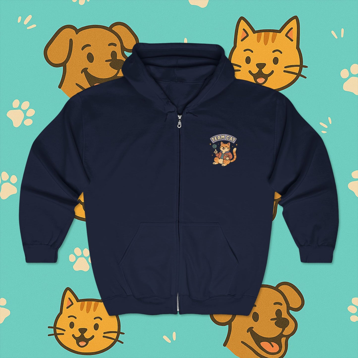 Team Cat- Full Zip Hoodie